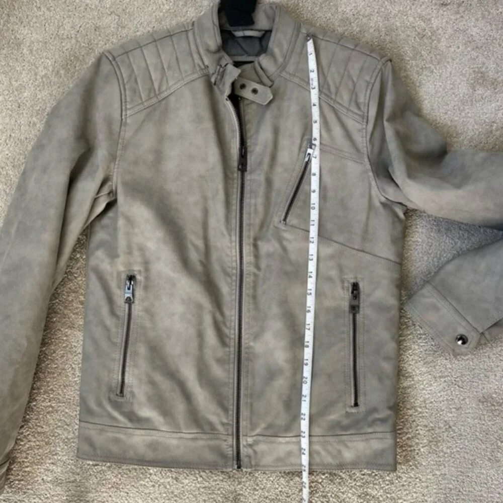 Guess NWT Mens Grey Quilted motorcycle drew suedes Jacket size XS - Picture 11 of 12